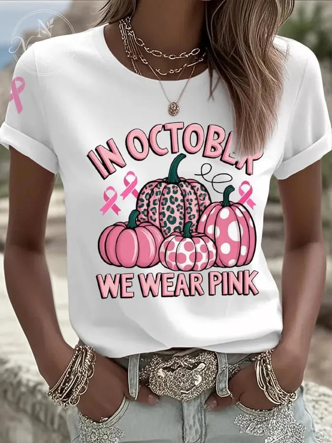 Women's Casual October we wear pink  T-Shirt