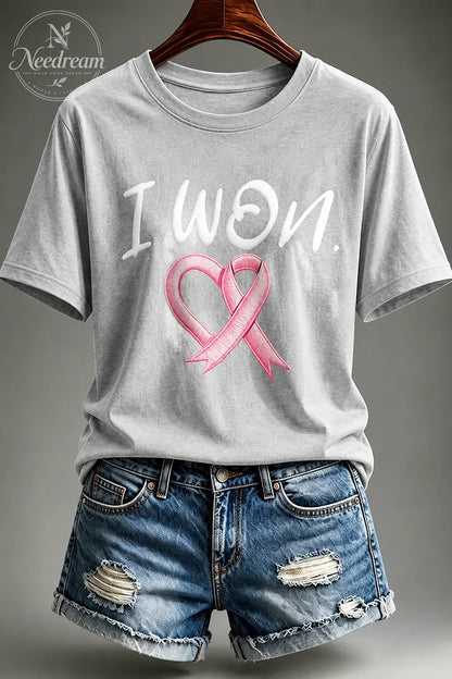 Women's “I Won” Round Neck 100% Cotton T-Shirt