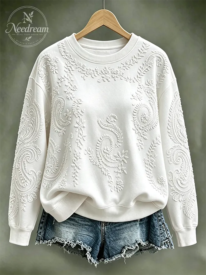 Women's Flower Printed Round Neck Sports Shirt