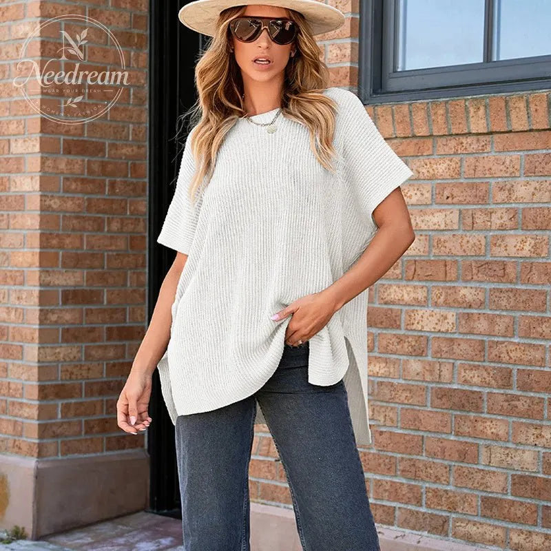 🌸Women’s Loose Short Sleeve Knit Top – Soft, Breathable & Versatile for Daily Casual