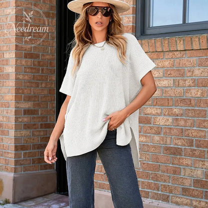 🌸Women’s Loose Short Sleeve Knit Top – Soft, Breathable & Versatile for Daily Casual