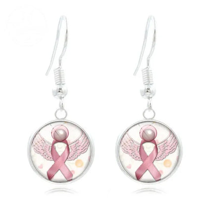 Pink Ribbon Time Gem Earrings