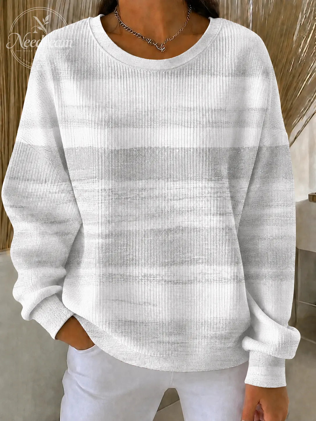 Women'S Breast Cancer Promotional Print Casual Waffle Sweatshirt