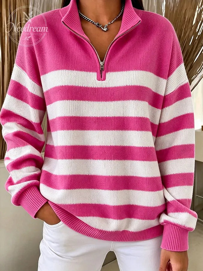 Women'S Breast Cancer Collared zip-up sweatshirt