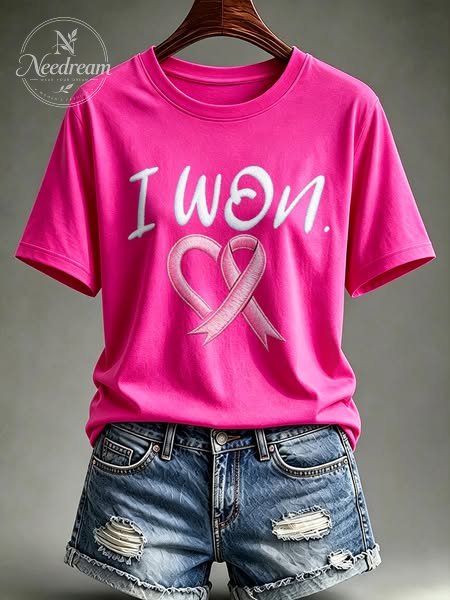 Women's “I Won” Round Neck 100% Cotton T-Shirt