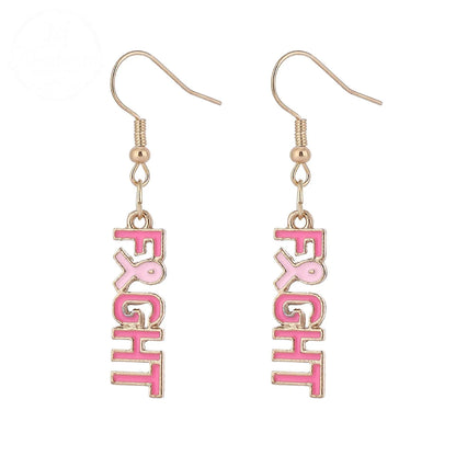 Pink Ribbon Heart Health Breast Cancer Earrings