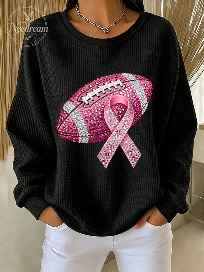 Women'S Pink Rugby Waffle Sweatshirt