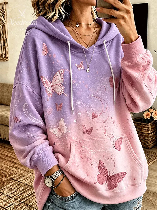 Women's Ombre Butterfly Graphic Hoodie
