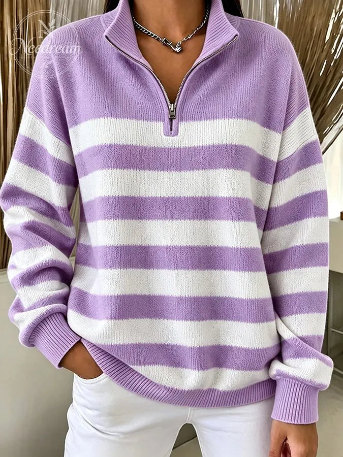 Women'S Breast Cancer Collared zip-up sweatshirt