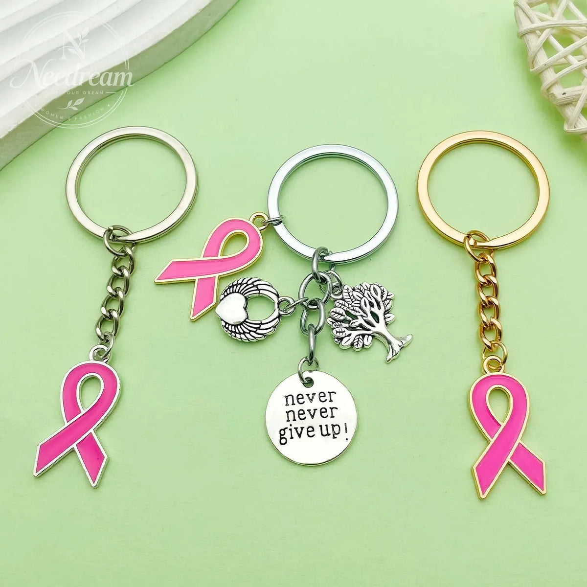 Pink Ribbon Breast Keychain
