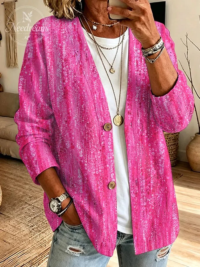 Women'S Leisure Breast Cancer Promotion Month Knitting Cardigan