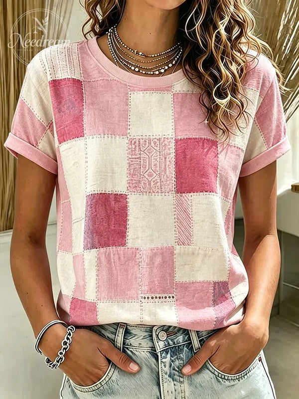 Women's Retro Casual Plaid T-Shirt