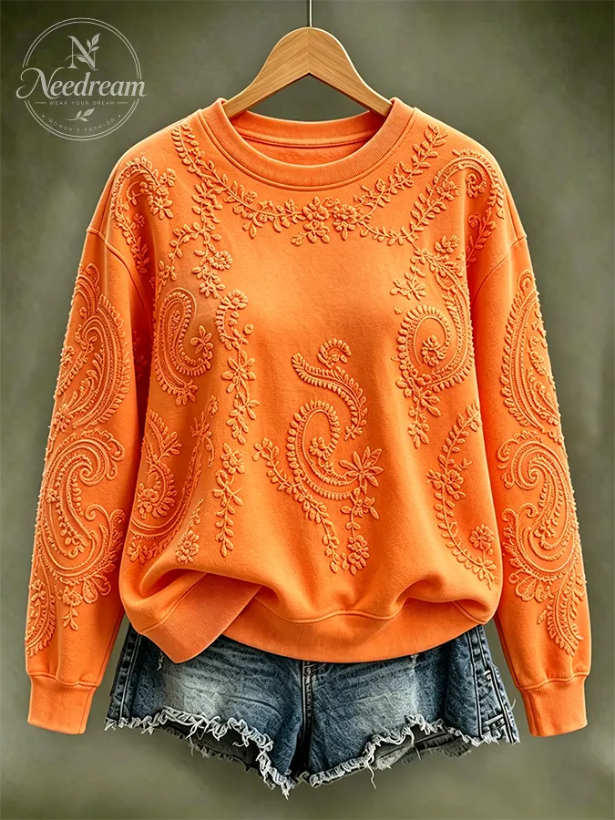 Women's Flower Printed Round Neck Sports Shirt