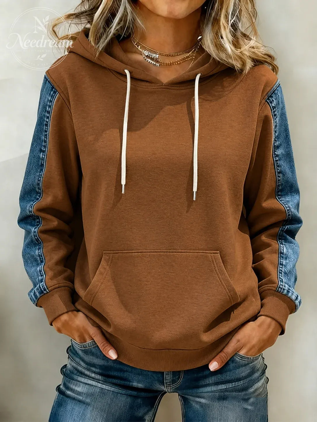 Women'S Loose Hoodie Casual Contrasting Stitching Hoodie