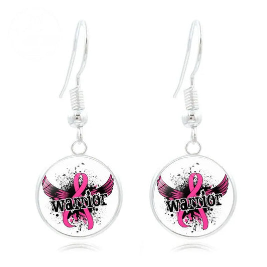 Pink Ribbon Time Gem Earrings