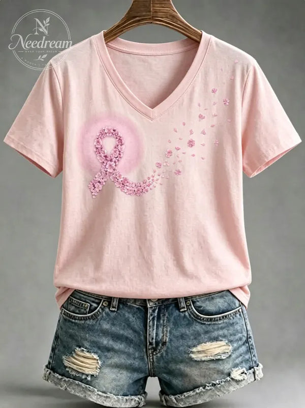 Women's Breast Cancer Awareness V-Neck Short-Sleeve T-Shirt