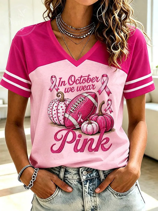 Female Witch Breast Cancer Promotion V-Neck T-Shirt