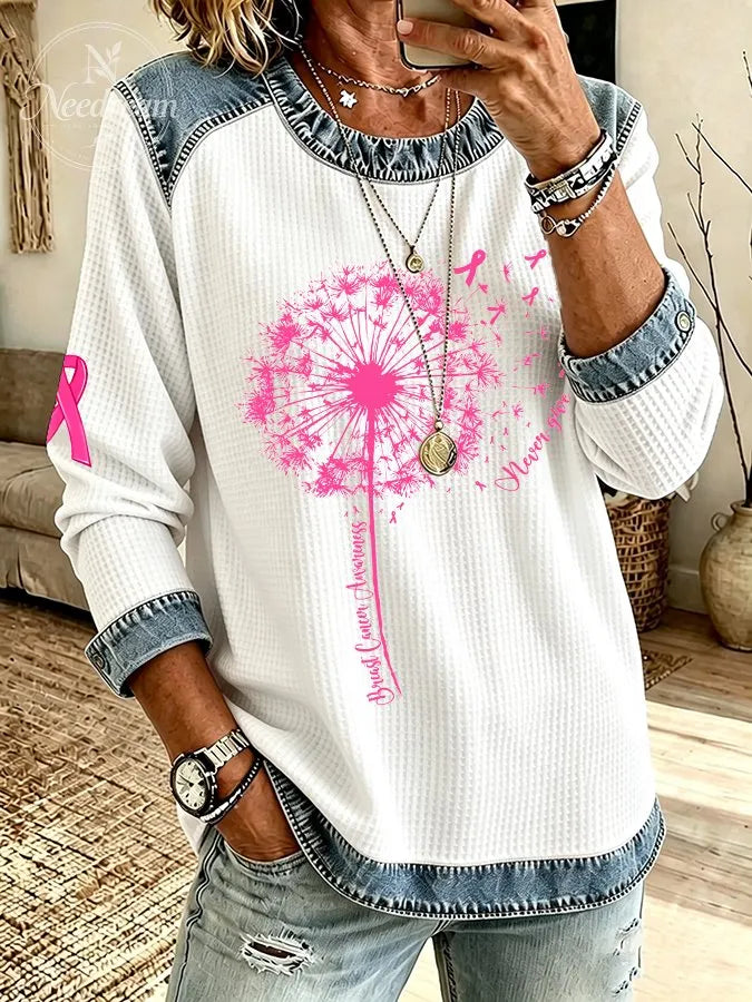 Women'S Breast Cancer Printed Casual Long Sleeve Top