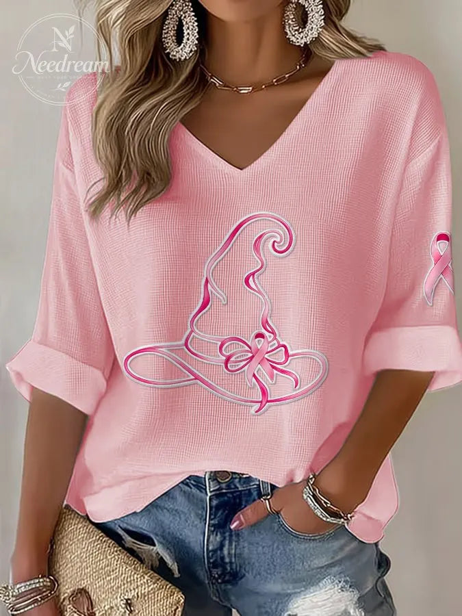 Women's Breast cancer awareness  Waffle Top