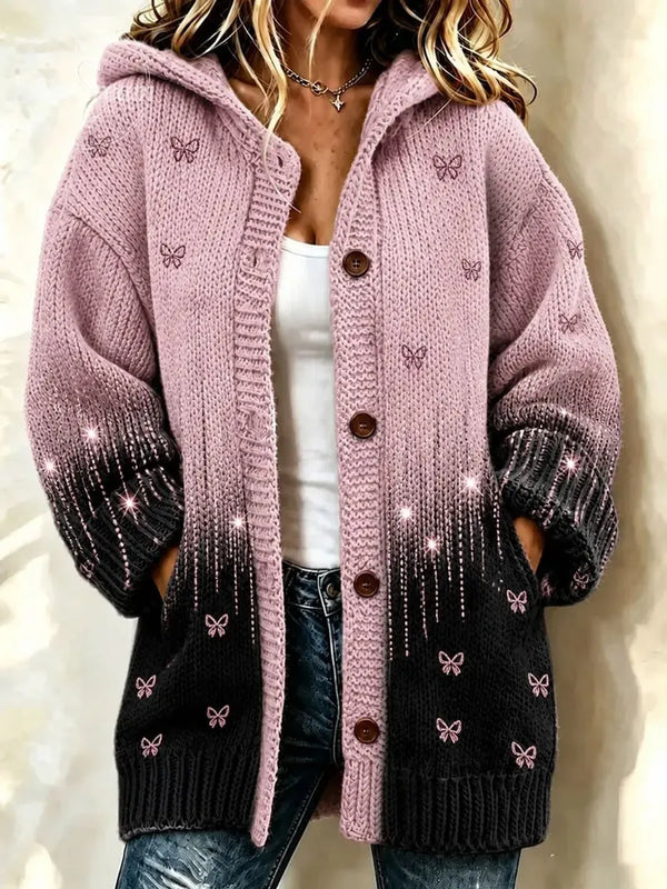 Women'S Breast Cancer Gradient Long Sweater