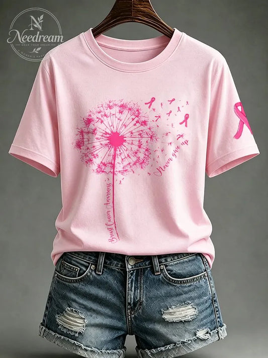 Women's Never Giver Up Printed Casual T-Shirt