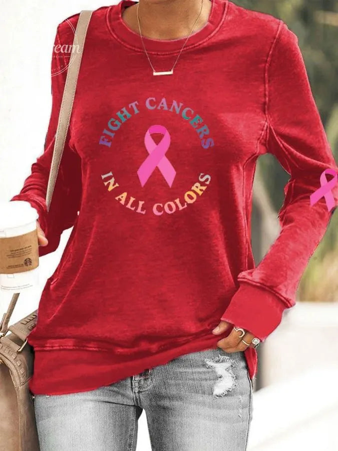 Women's Breast Cancer Awareness Fight Cancer In All Colors Sweatshirt