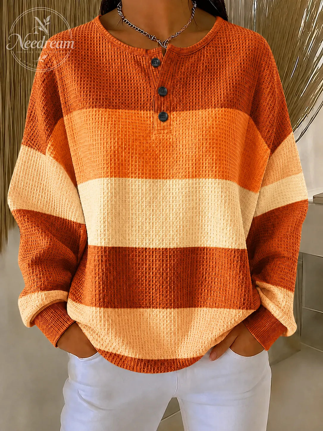 Women Striped Crew Neck Printing Casual Spring/Fall Long Sleeve Sweatshirt