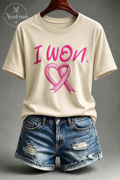 Women's “I Won” Round Neck 100% Cotton T-Shirt