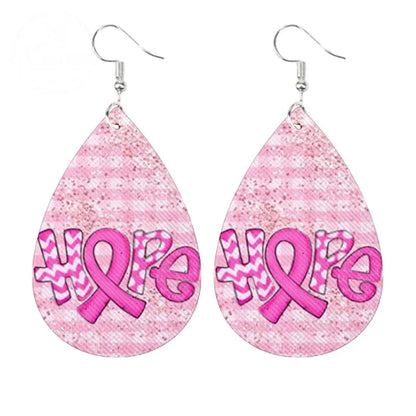 Caring For AIDS Pink Water Drop Earrings
