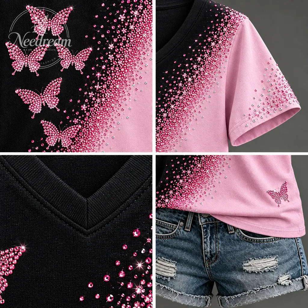 Women's Breast Cancer Awareness Printed Cotton Blend Short Sleeve Tee