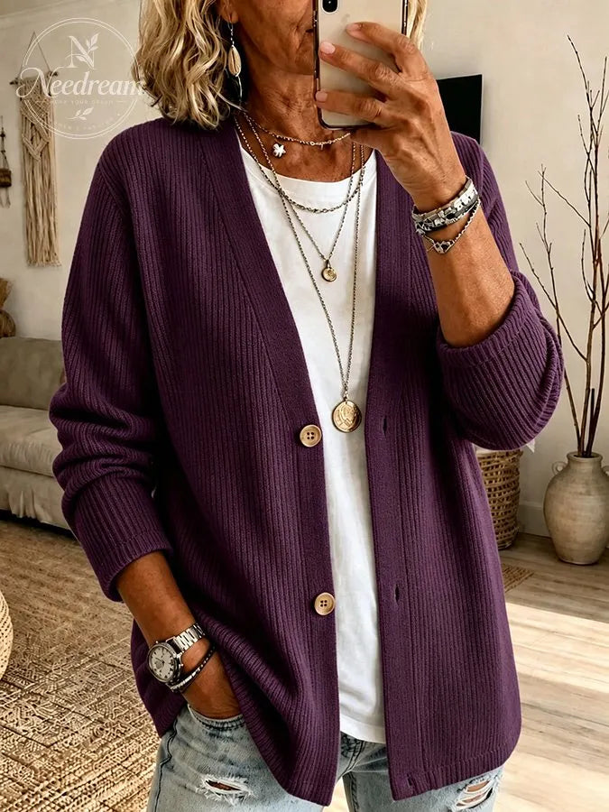 Women's Pink Floral Pattern Knit Cardigan