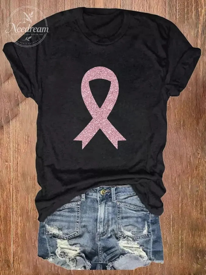 Women's Breast Cancer Awareness Print T-Shirt