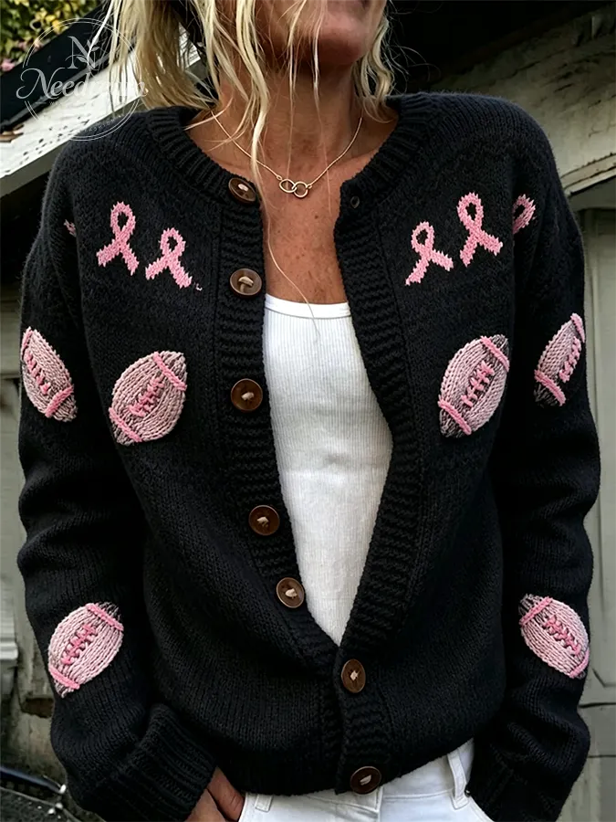 Women's Rugby Breast Cancer Awareness Month Cardigan