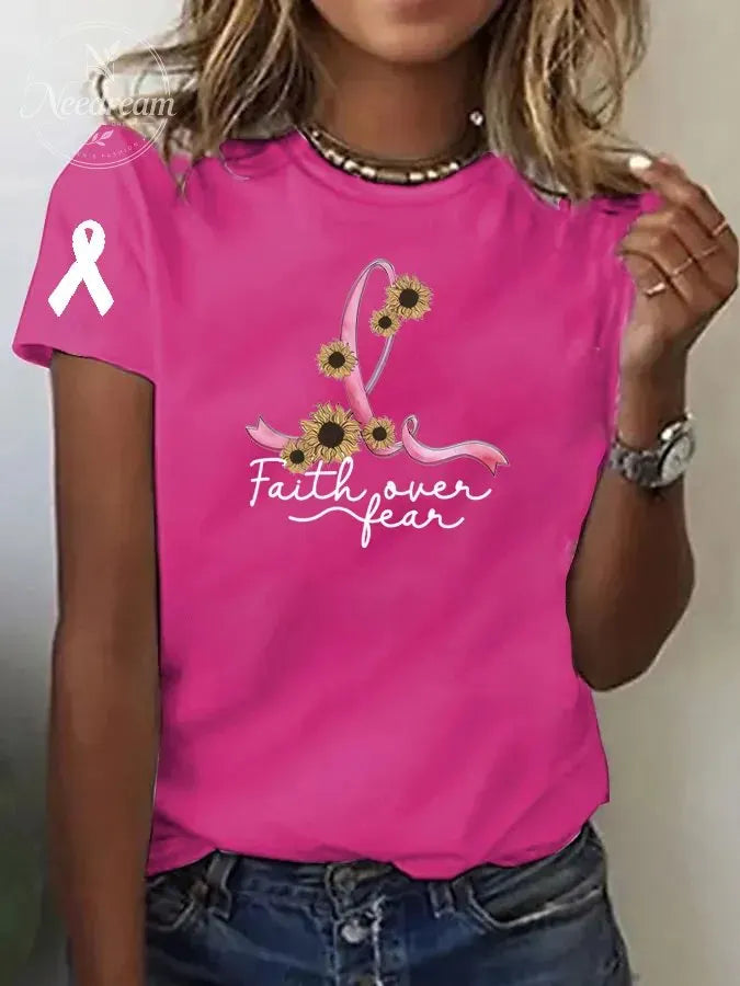 Women's Faith Over Fear  Print Casual T-shirt