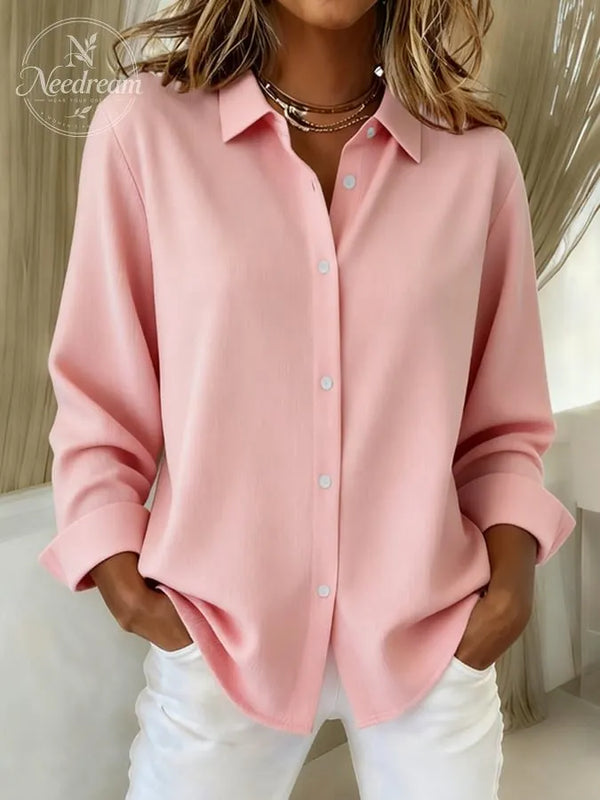 Women's Casual Autumn And Winter Cotton And Linen Multi-Color Shirt
