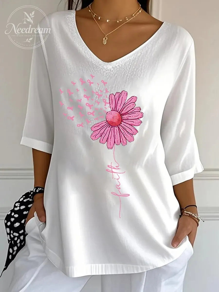 Women's Breast Cancer Faith Wrinkle Top