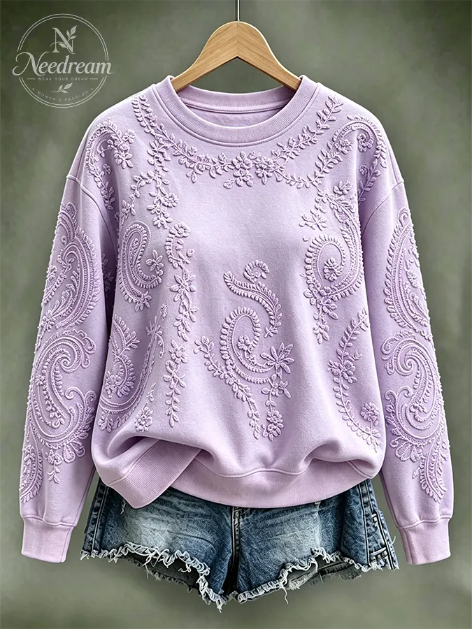 Women's Flower Printed Round Neck Sports Shirt