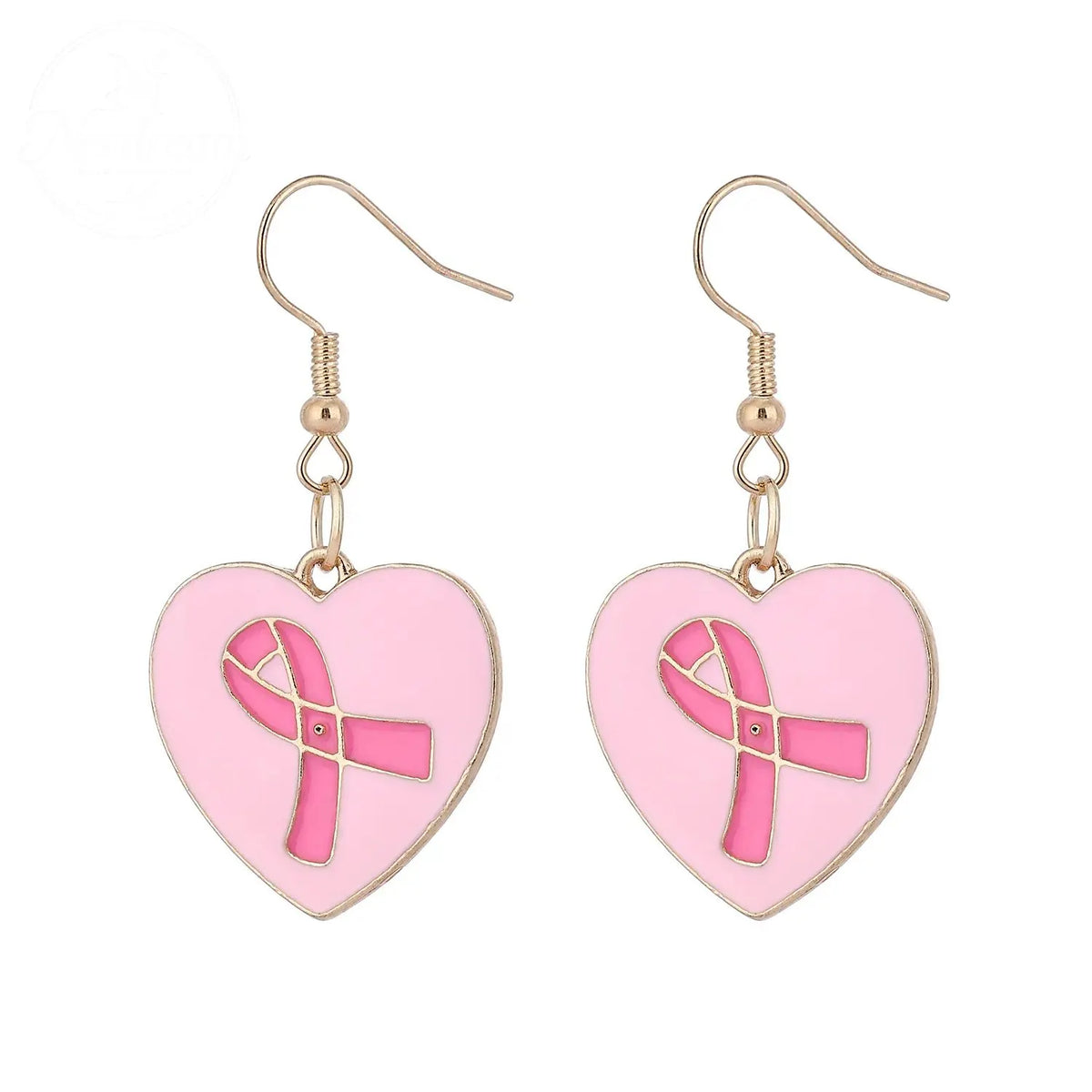 Pink Ribbon Heart Health Breast Cancer Earrings