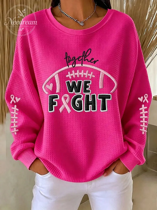 Women'S Together We Fight Print Waffle Sweatshirt