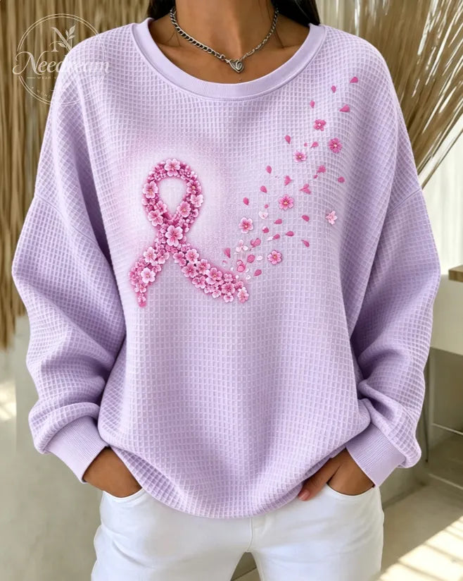 Women's Breast Cancer Prevention Awareness Printed Casual Sweatshirt