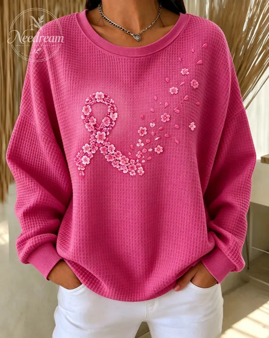 Women's Breast Cancer Prevention Awareness Printed Casual Sweatshirt