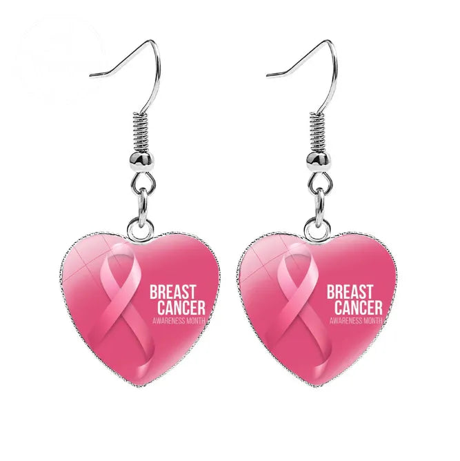 AIDS Breast Prevention Badge Earrings