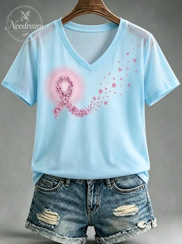 Women's Breast Cancer Awareness V-Neck Short-Sleeve T-Shirt