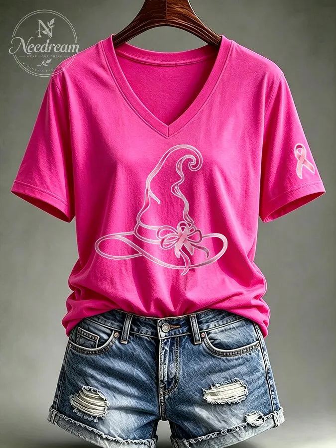 Women's Breast cancer awareness Print T-shirt