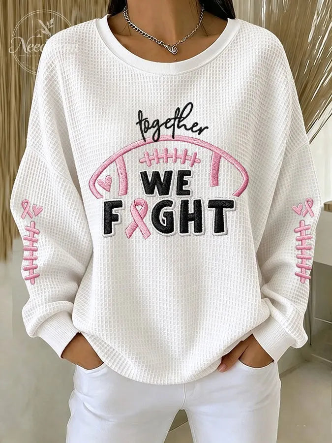 Women'S Together We Fight Print Waffle Sweatshirt
