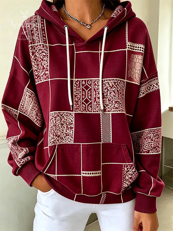 Women's Vintage Hoodie Geometric Hoodie