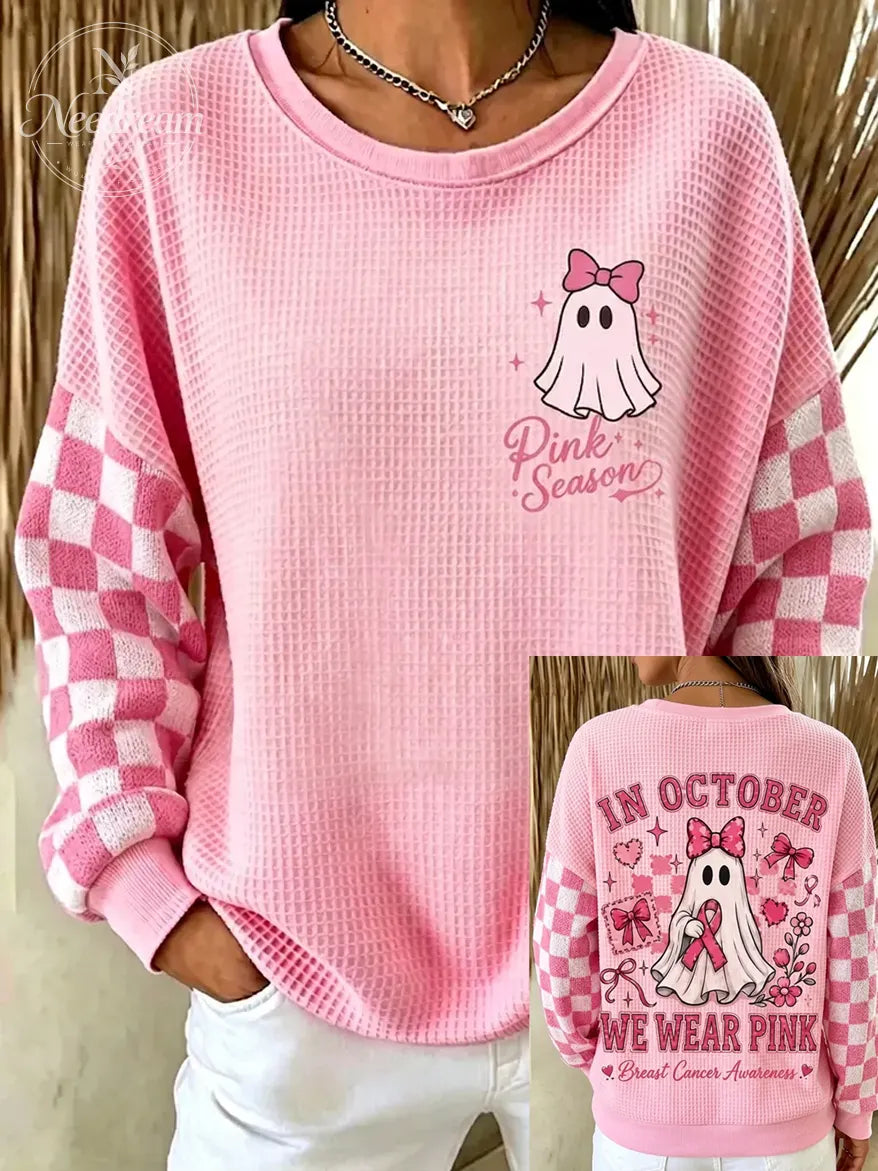 Women'S Breast Cancer Publicity Art Print Waffle Sweatshirt