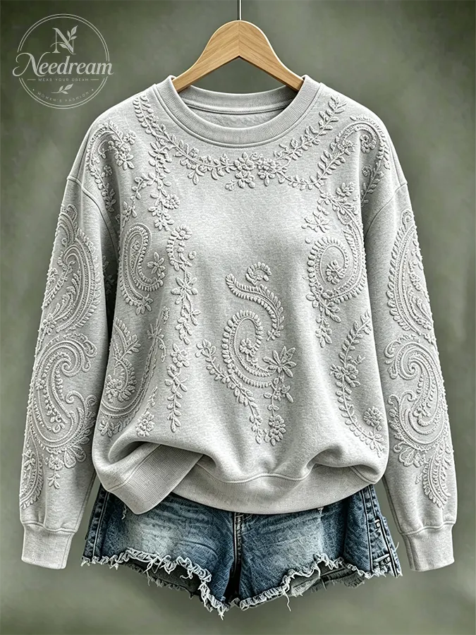 Women's Flower Printed Round Neck Sports Shirt