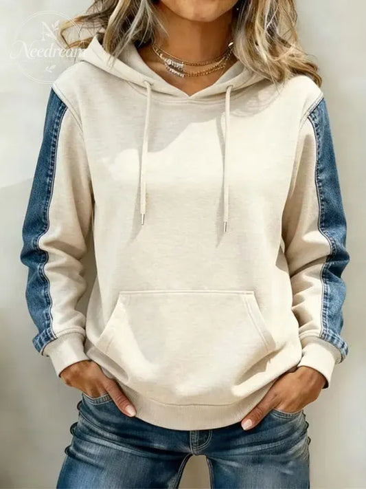 Women'S Loose Hoodie Casual Contrasting Stitching Hoodie