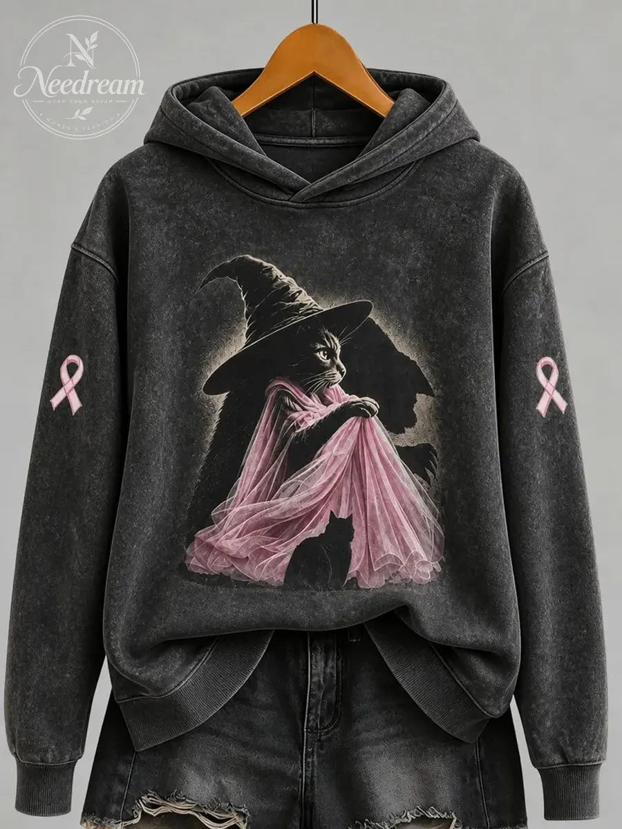 Women's In October We Wear Pink Print Casual Hooded Sweatshirt